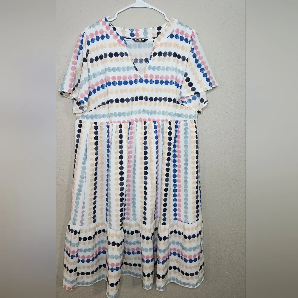 Pastel Dot Short Sleeve Easter Dress Size 14 - Picture 2 of 7